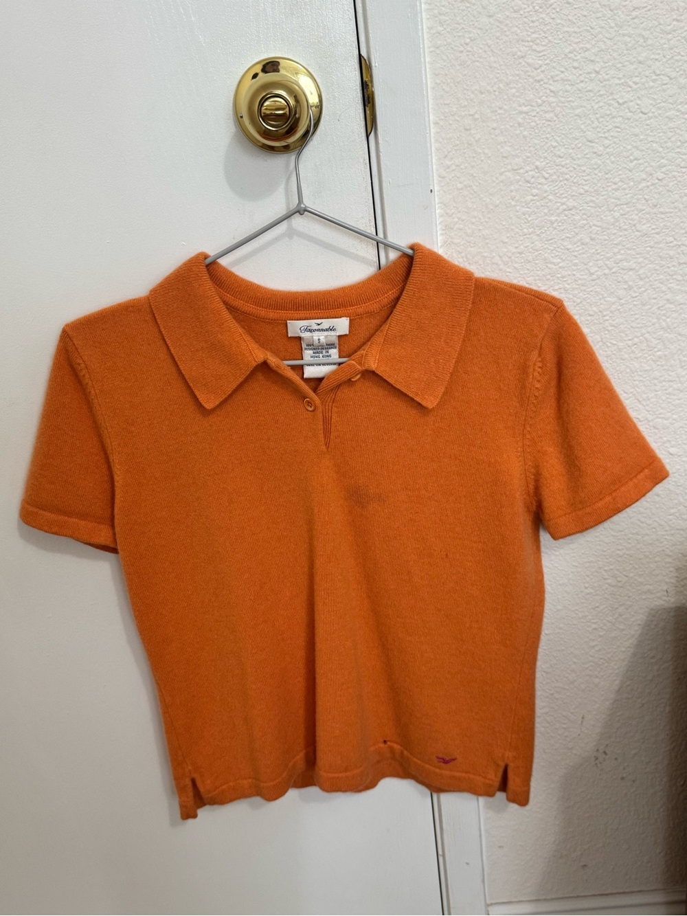 Faconnable Orange Polo Knit Top